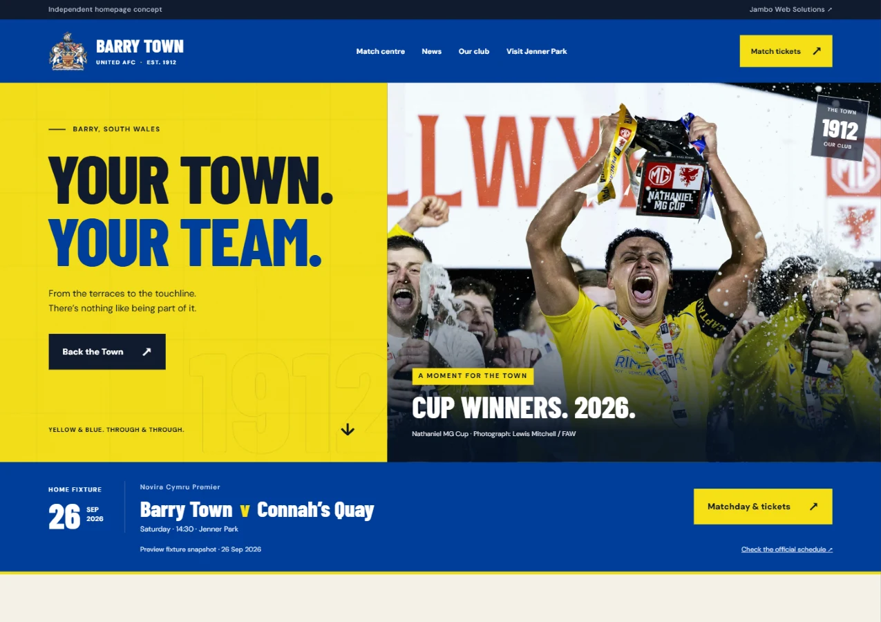 Barry Town United website design