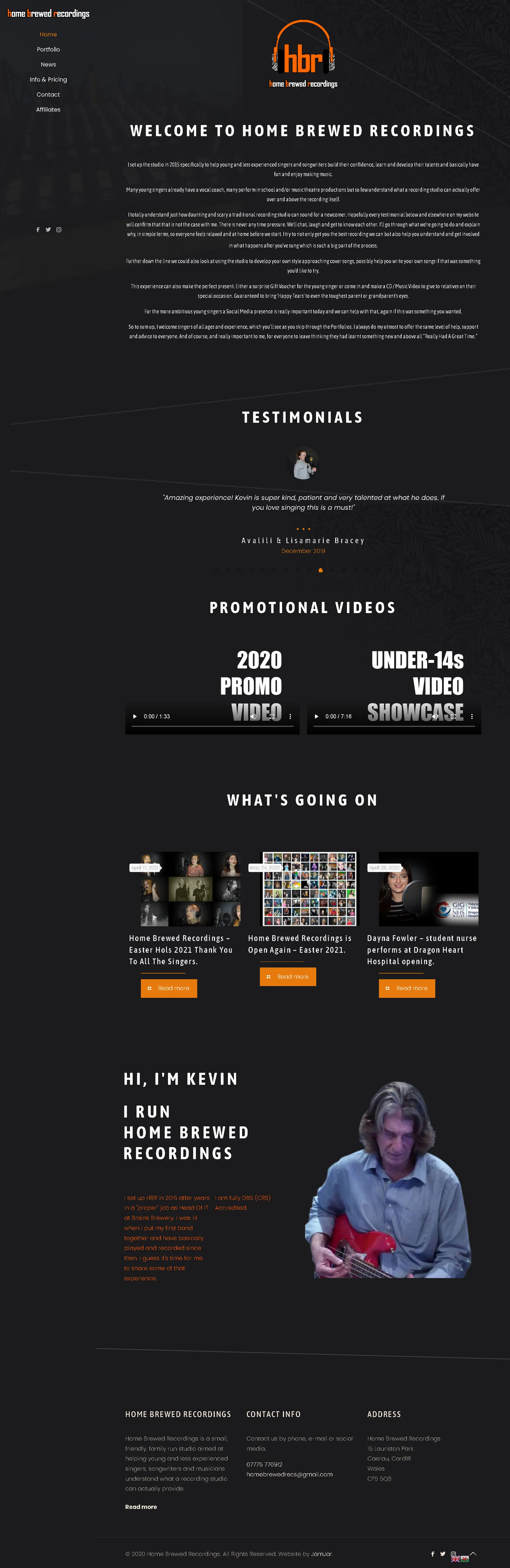 Archived full-page design for Home Brewed Recordings