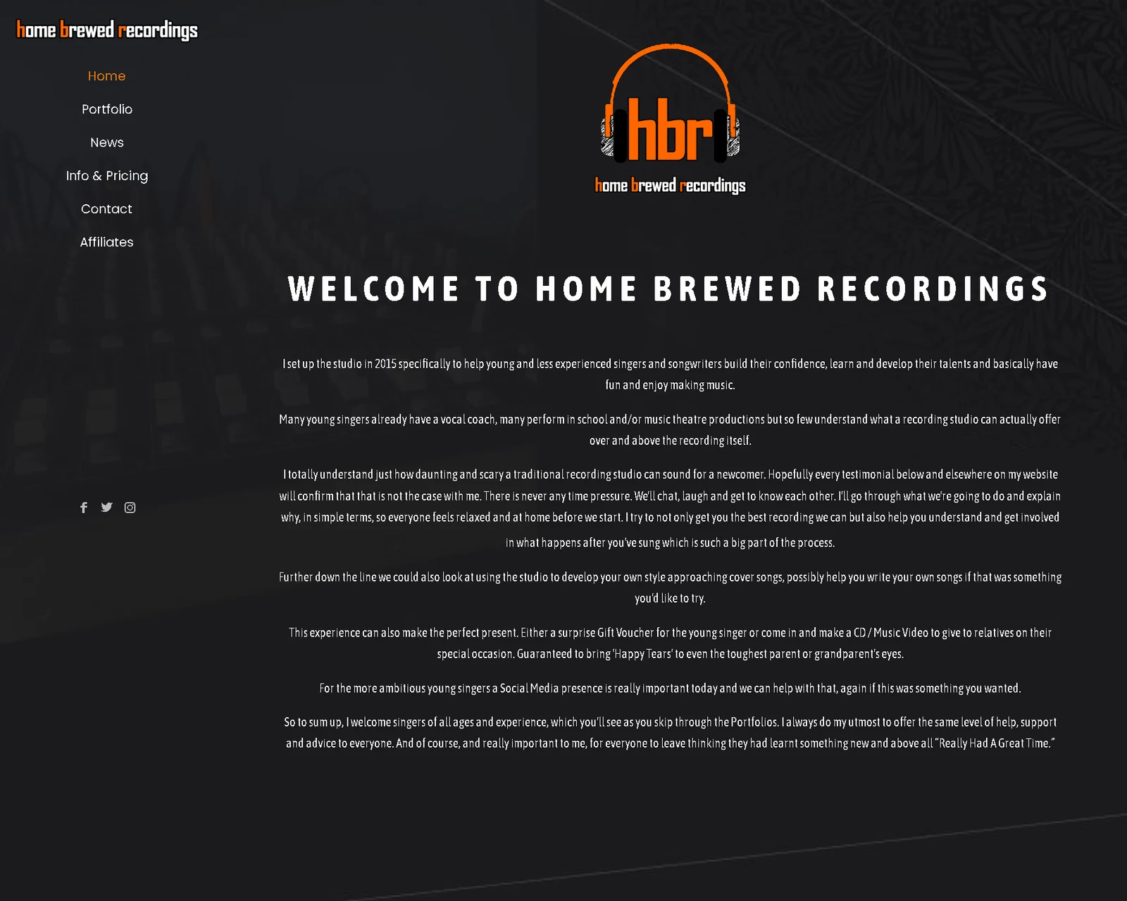 Home Brewed Recordings website design