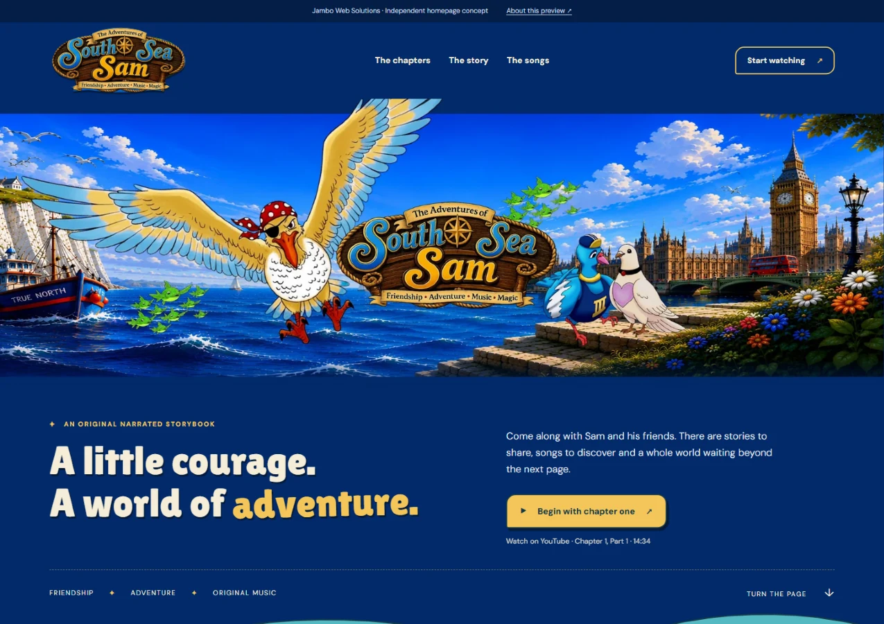 South Sea Sam website design